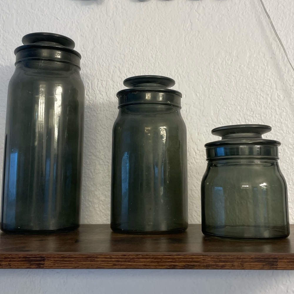 Hearth & Hand Grey Glass Canisters (3)